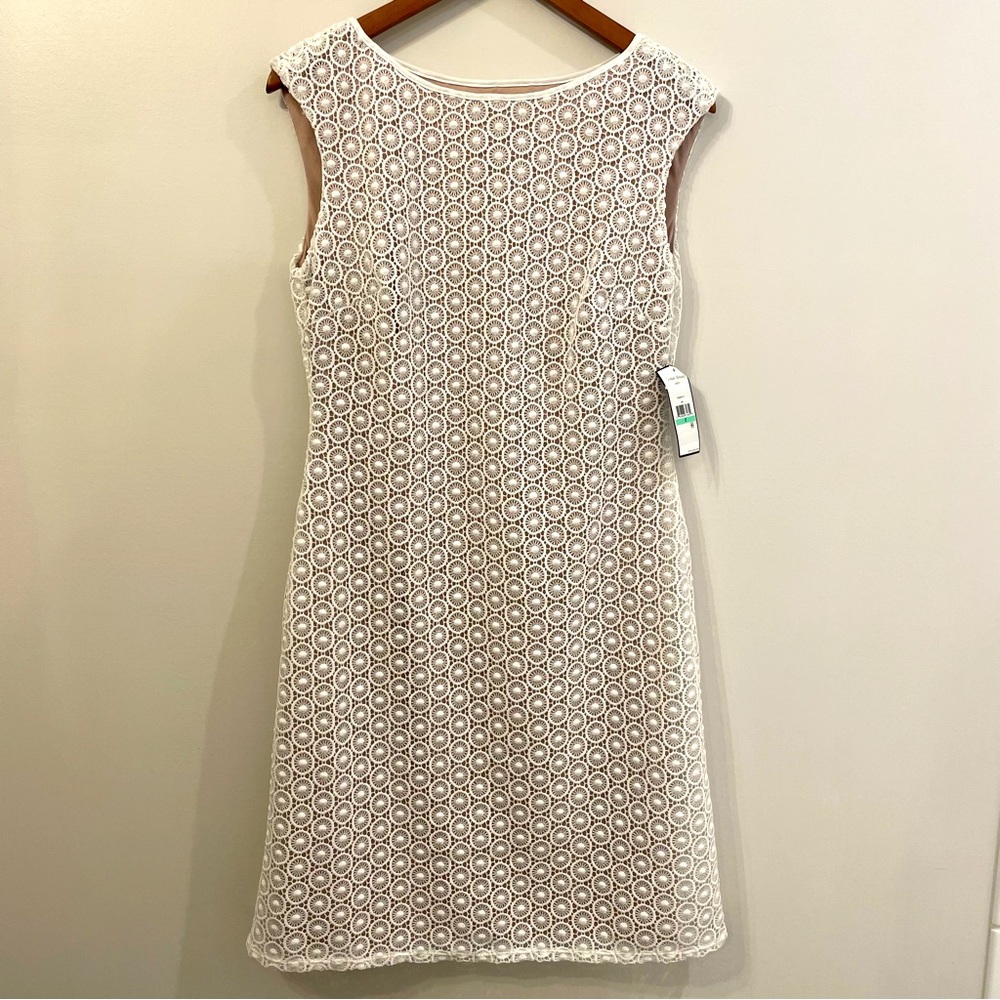 Jessica Howard A-Line, White Crochet Detail Dress